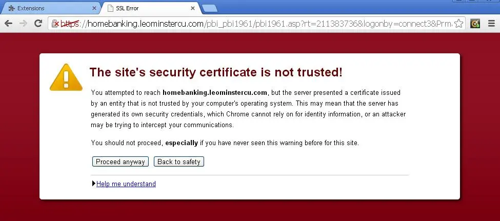 java security certificate security warning google